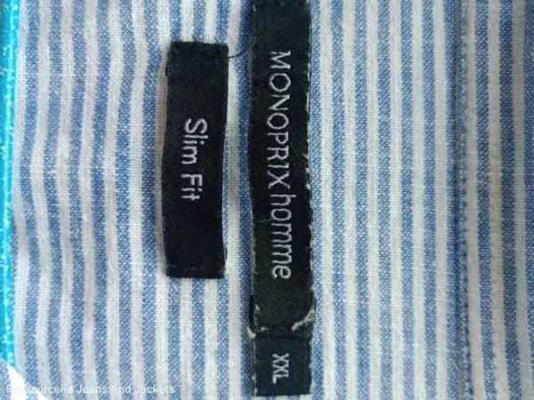 Chemise rayée bleue et blanche Monoprix Homme - Slim Fit - Taille XXL
