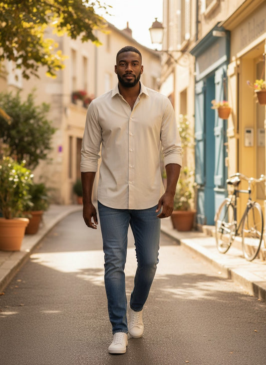 Chemise Homme BRICE Beige – Taille 4 (XL) – Comme NEUVE
