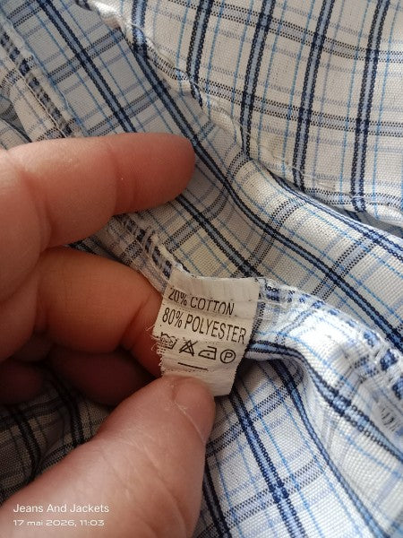 👔 Chemisette à Carreaux Bleus — City Hemd — XXL (T43-44)