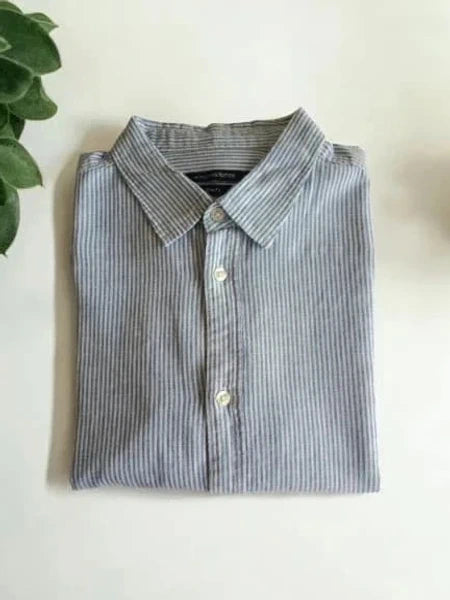 Chemise rayée bleue et blanche Monoprix Homme - Slim Fit - Taille XXL