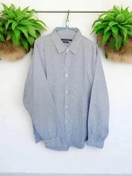 Chemise rayée bleue et blanche Monoprix Homme - Slim Fit - Taille XXL