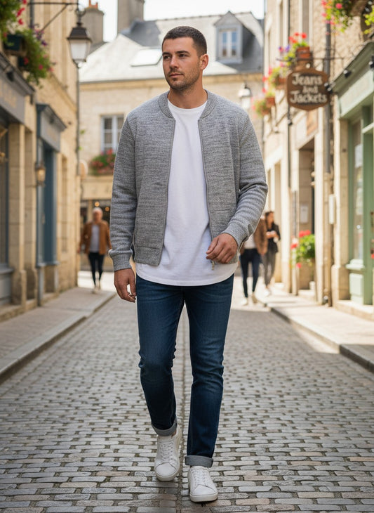 Gilet Zippé "Gabin" TIBET – Gris Clair – Taille L