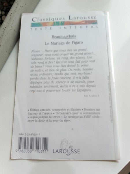 Pièce de Théâtre Vintage – Le Mariage de Figaro (Beaumarchais)