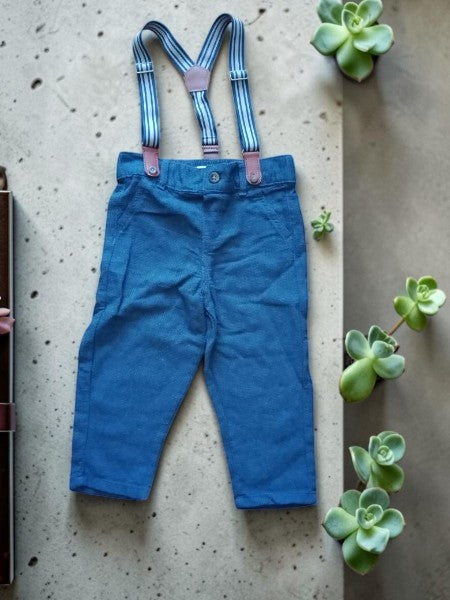 Pantalon à bretelles rétro chic bleu canard – Primark Cares (9-12 mois)