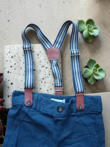 Pantalon à bretelles rétro chic bleu canard – Primark Cares (9-12 mois)