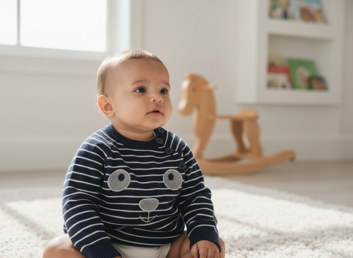 🧸 Petit Pull Marinière Ours — Baby By Gémo — Taille 3 Mois (62 cm)
