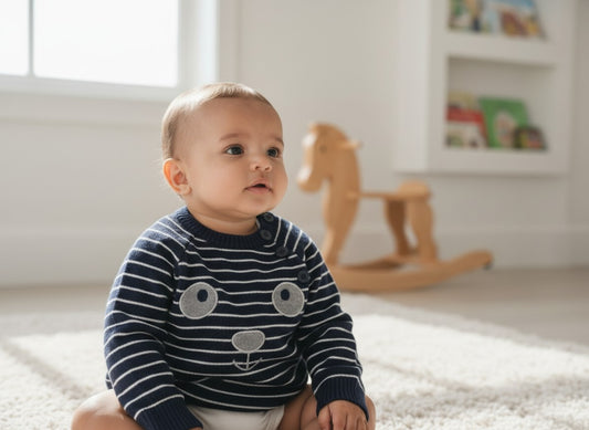 🧸 Petit Pull Marinière Ours — Baby By Gémo — Taille 3 Mois (62 cm)