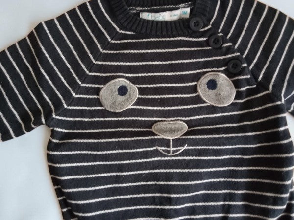 🧸 Petit Pull Marinière Ours — Baby By Gémo — Taille 3 Mois (62 cm)