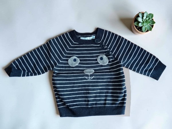 🧸 Petit Pull Marinière Ours — Baby By Gémo — Taille 3 Mois (62 cm)