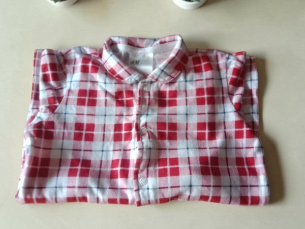 Pyjama Bébé H&M - Rouge à Carreaux Tartan - 100% Coton - 2/3 Ans (98cm)