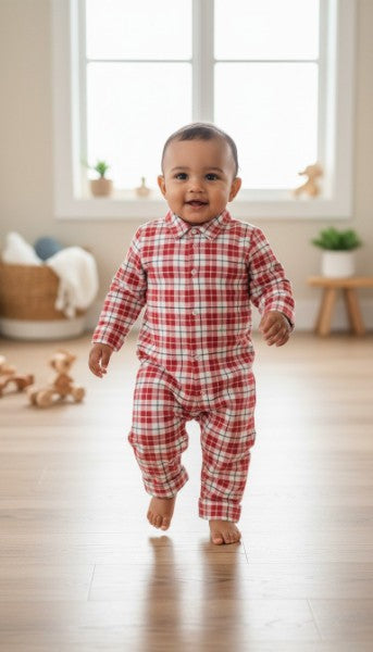 Pyjama Bébé H&M - Rouge à Carreaux Tartan - 100% Coton - 2/3 Ans (98cm)