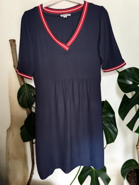 Robe Courte Style Marin Chic – Creeks – Bleu Marine, Rouge & Blanc