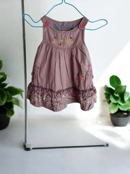 Robe chasuble vieux rose brodée LuluCastagnette - 6 mois