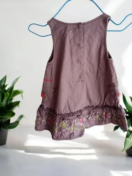 Robe chasuble vieux rose brodée LuluCastagnette - 6 mois