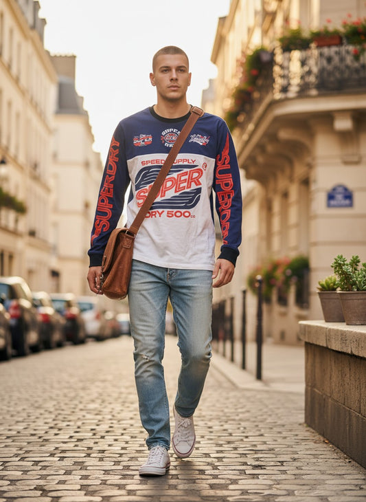 T. shirt Superdry -Marine et blanc (taille XL)