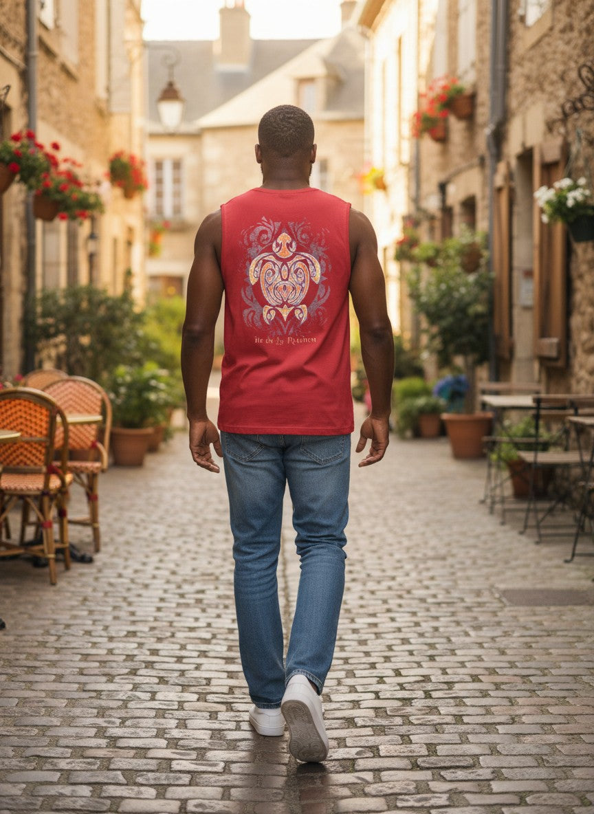Débardeur Homme Rouge "Paille Canne" (Île de la Réunion) – Taille 2XL