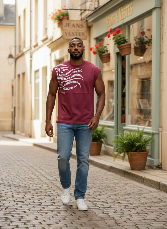 Débardeur Homme "Fly Surf Tahiti" – Bordeaux – Taille XL