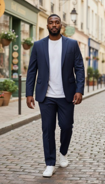 Costume Louis Féraud Pure Laine Super 100's - Taille 58 Bleu Marine