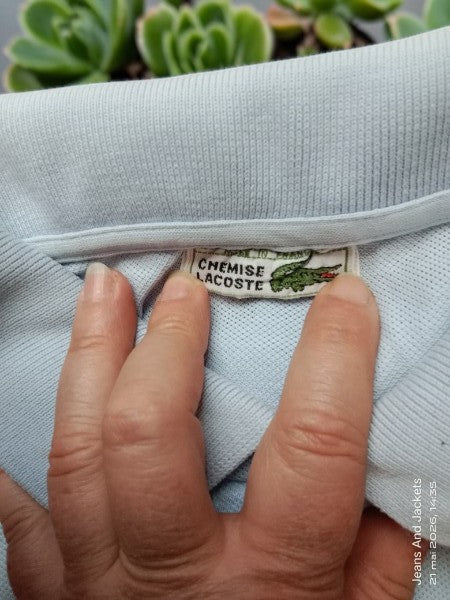 🐊 Polo Vintage "Chemise Lacoste" – Bleu Ciel