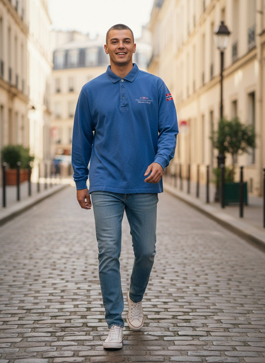 Polo Homme Manches Longues NAPAPIJRI – Bleu Roi – Taille L/XL