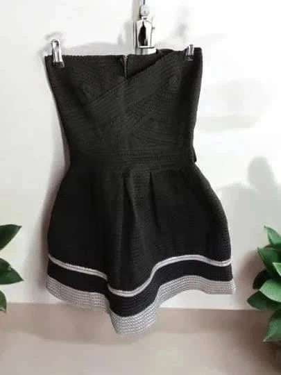 Robe bustier patineuse noire et argentée Lily Fashion - Taille S/M